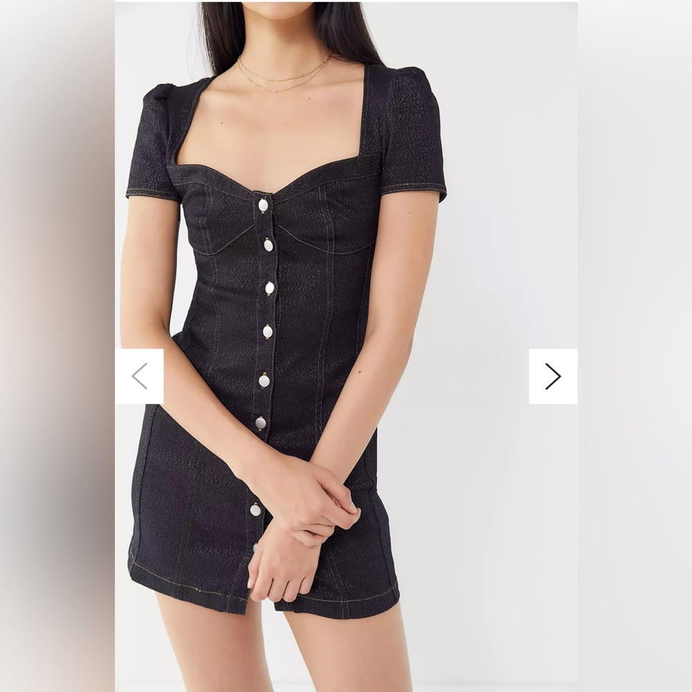 Urban Outfitters Daphne Corset Button-Front Mini Glitter Dress Women Size Small